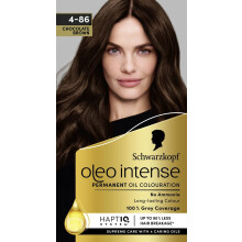 Schwarzkopf Oleo Intense Permanent Oil Colour 4-86 Chocolate Brown, 100% Grey Coverage, Conditioner with HaptIQ System, Long-Lasting Colour, Ammonia