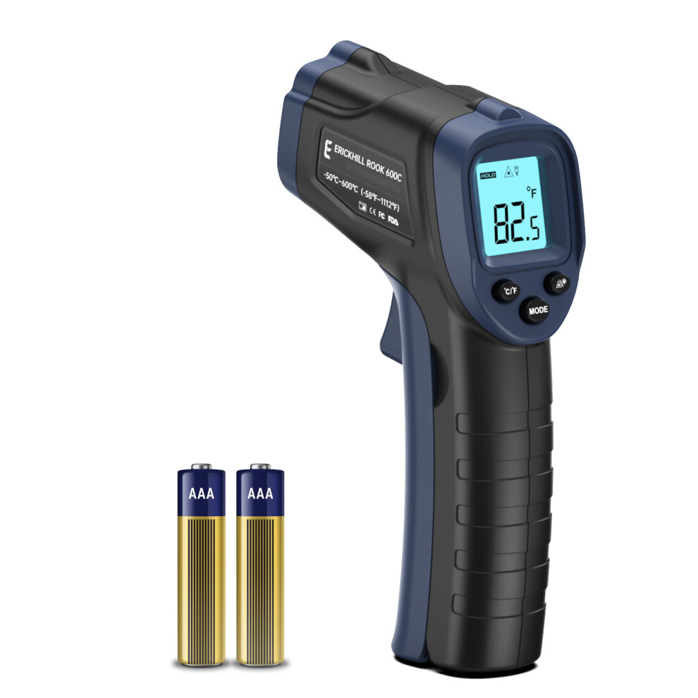 Erickhill Infrared Thermometer -50?~600? Compact Size Non-Done Laser Thermometer Gun Lcd Backlit Digital Display Adjustable Emissivity - For