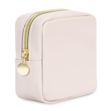 Small Makeup Bag for Handbag, Mini Make Up Bag for Purse, Small Makeup Pouch for Women, Cosmetic Bag with Slip-in Pockets, Vegan Leather Travel Makeup