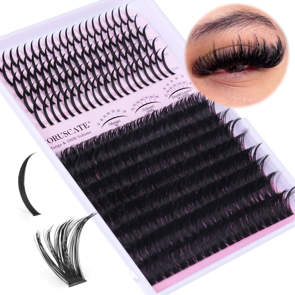 Coruscate 100D Cluster Lashes Spiky Individual Eyelashes Thick 10-20Mm With Long Lash Spikes D Curl Lashes Individual Cluster Volume Eyelash Clusters