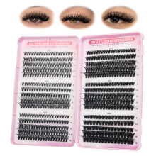 FANDIQ Cluster Lashes Individual Eyelashes 570pcs Natural Eyelash Clusters D Curl Lashes 8-16MM Soft & Fluffy Thick Volume DIY Russian Lash