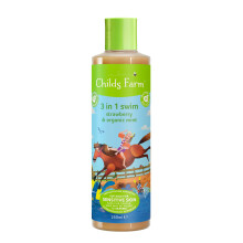Childs Farm, Kids 3 in 1 Swim, Strawberry and Organic Mint 250 ml, Body Wash, Shampoo and Conditioner, Suitable for Dry, Sensitive and Eczema-Prone