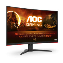 AOC Gaming C32G2ZE - 32 Inch FHD Curved Monitor, 240Hz, 1 ms MPRT, VA AMD FreeSync Premium, Low Input Lag (1920x1080@ 240Hz, 300 cd/m?, HDMI/DP)