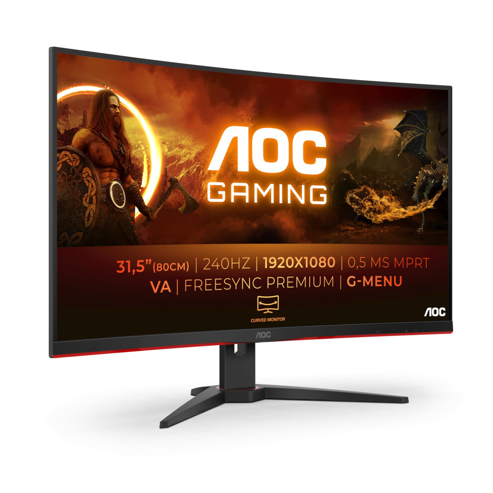 New Aoc Gaming C32g2ze - 32 Inch Fhd Curved Monitor, 240Hz, 1 Ms Mprt, Va Amd Freesync Premium, Low Input Lag (1920X1080@ 240Hz, 300 Cd/M?, Hdmi/Dp) C32g2ze/Bk