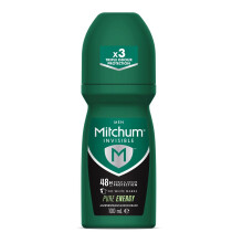 Mitchum Invisible Men 48HR Protection Roll On Anti-Perspirant & Deodorant, No White Marks, Alcohol Free, Pure Energy 100 ml 7246640000 - Packaging May