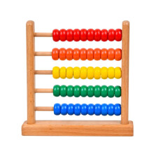 TOYANDONA Wooden Abacus for Kids: 5.9 Inch Educational Maths Counting Toys with 5 Row & 50 Colourful Beads, Counting Learning Tool for Toddlers,