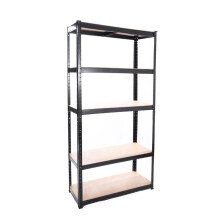 Panana Warehouse 5 Tier Racking Shelf Heavy Duty Steel Garage Shelving Unit Garden Shed Shelving (black, 150x70x30cm)