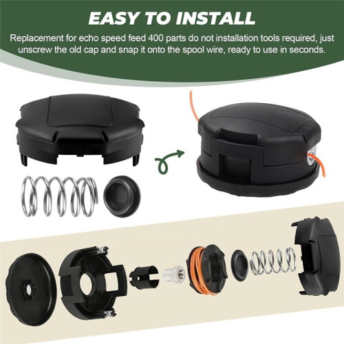 X472000070 Kit de Alimentação Rápida para Cortador de Grama Echo Weedeater, Tampa de 400 e Mola, Cabeçote de 4 Polegadas, Pacote com 4 2