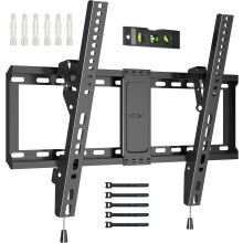 BONTEC TV Wall Bracket for Most 37-82 Inch LED LCD Plasma Flat Curved TVs, Tilt TV Wall Mount with Max. VESA 600x400mm, Up to 60kg, Bubble Level and