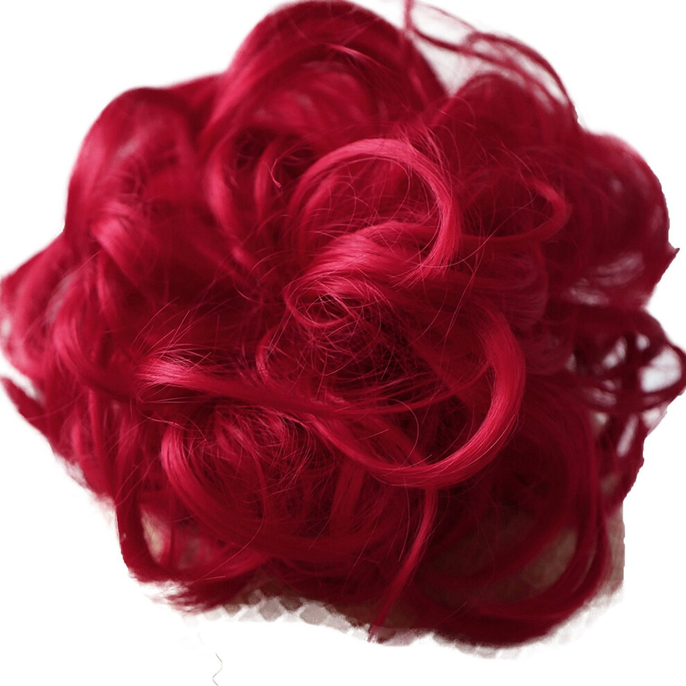 Caisha Unisex Red Large Hairpiece Scrunchy Instant Updo Curly Messy Bun G28e