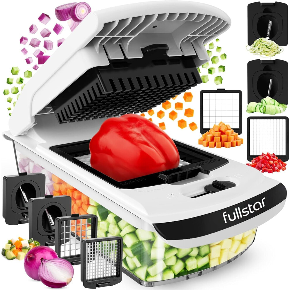 Fullstar Vegetable Chopper & Cutter - Slicer Dicer Spiralizer With Container For Food Veg Onion Cucumber Tomato Salad Potato French Fry - Kitchen