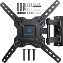 PERLESMITH TV Wall bracket for most 26-60 inch Plasma & Curved TV up to 35kg, Universal TV Bracket Wall Mount with Tilt Swivel Extension, Max VESA
