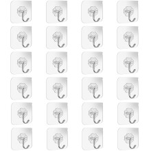 Wislter Adhesive Wall Hooks Bathroom Kitchen 24 Packs Heavy Duty 22lb(Max) Nail Free Sticky Hangers with Stainless Utility Towel Bath Ceiling Hooks