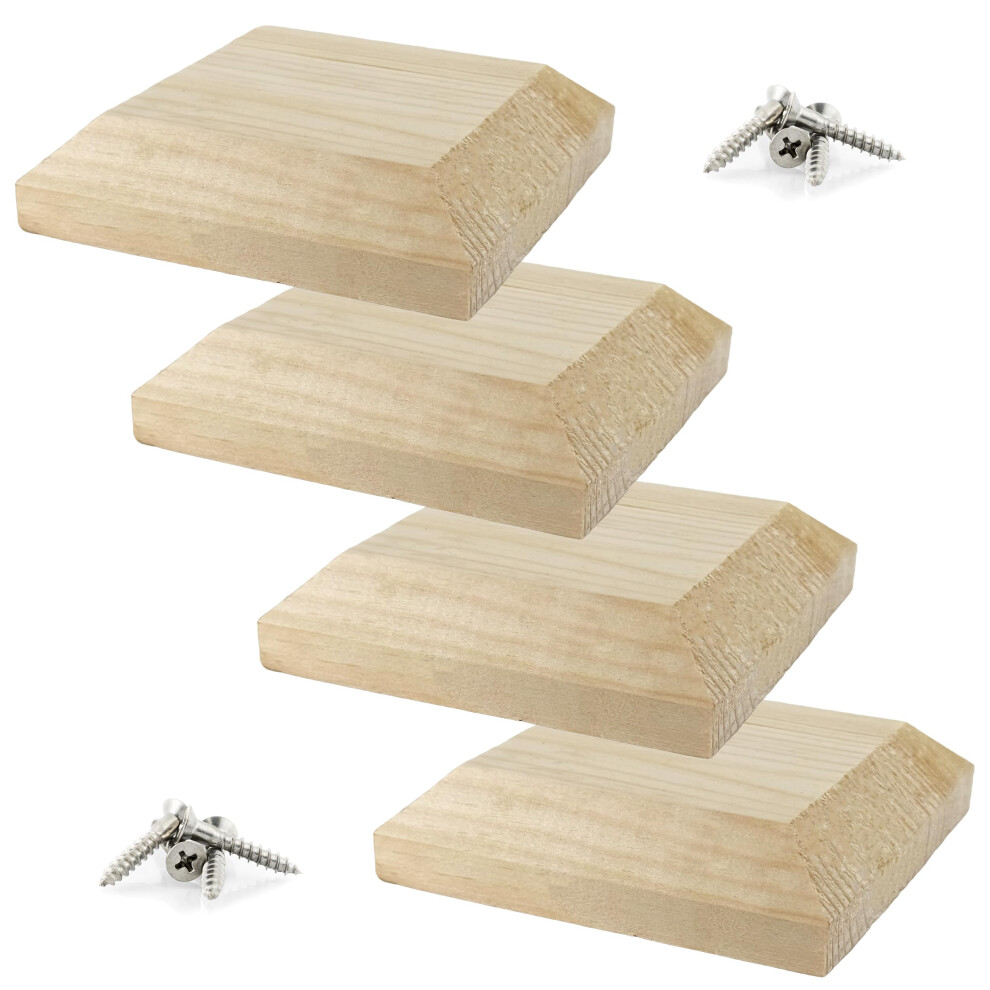 Irontite? 4 Pack Wooden Fence Post Caps 3X3, Newel Post Cap Fence Toppers To Suit 75Mm (3") Square Fence Newel Posts. Protect Your Posts With This 8000003756647