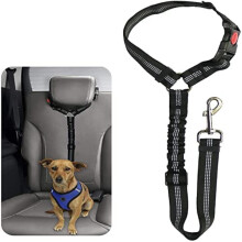 Dog Seat Belts For Cars - Dog Car Harness Adjustable - Headrest Dog Car Seat Belt Restraint Puppy - Elastic Pet Dog SeatBelt harness - Strong Leads