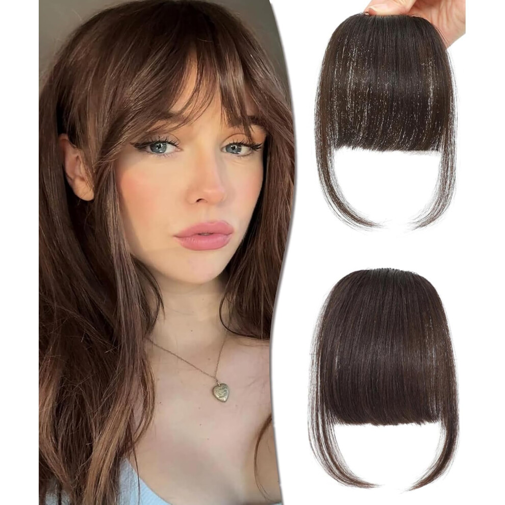 Dybeautyhair Clip In Fringe - Bangs Hair Clip In Bangs 100% Real Human Hair Extensions Clip On Air Bangs For Women Fringe With Temples Hairpieces Curved Bangs