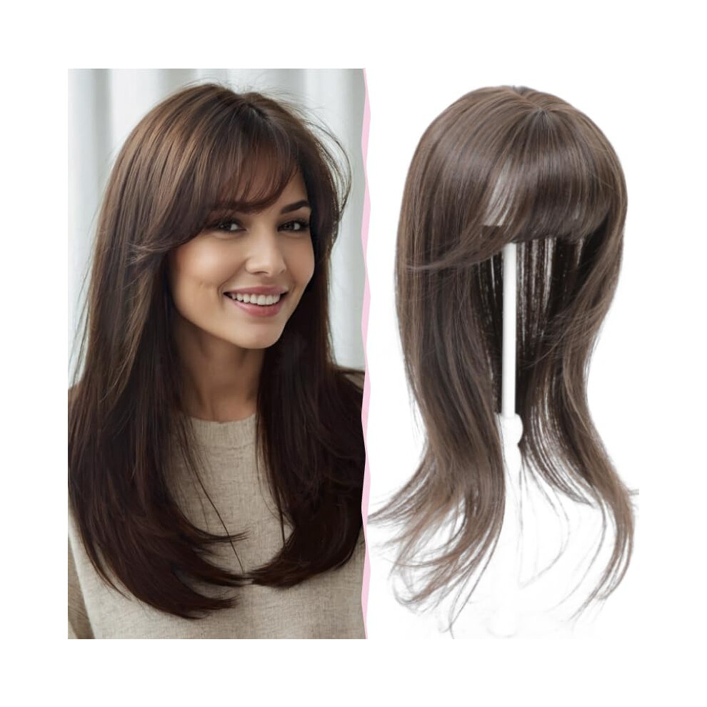 Nexyshe Hair Topper 18 Inch Hair Toppers With Bangs For Daily Wear 4''X5'' Soft Base Clip In Hairpieces For Thinning Hair