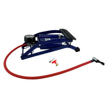Sakura Twin Cylinder Foot Pump PG270 TWN ? 52 cm Hose, Thumb Lock Connector, Pressure Gauge, 3 Valve Adaptors, Blue - For Schrader Valves Only