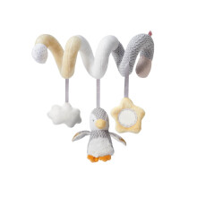 Nuby Soft Spiral Pram Toy ? Interactive Wrap-Around Toy with Baby-Safe Mirror | Dangling Plush Toys | Suitable from Birth (Grey)