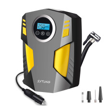 SYTUNG Digital Tyre Inflator, Portable Air Compressor Car Tyre Pump with 3 Nozzle Adaptors and Digital LED Light, 12V Rapid Tyre Inflator Air