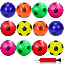 Ynanimery 12P Small Footballs for Kids, Soft Sports Balls with Pump-Playground Ball Inflatable Football for 3-6 Kids, Indoor Outdoor Play Beach, Park,
