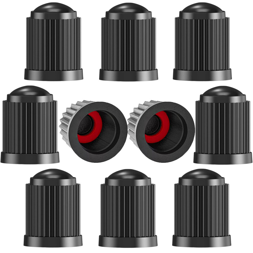Tcpeng 10Pcs Tyre Valve Caps, With O Seal Ring, Universal Stem Dust Covers For Suv, Cars, Bike, Motorcycles, Trucks, Heavy-Duty, Airtight Seal, Black 8000003770230