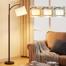 Aooshine Floor Lamps for Living Room, 60" Modern Arc Standing Lamp with 3 Color Temperatures, Beige Lampshade & Foot Switch, Standard Corner Lamp for