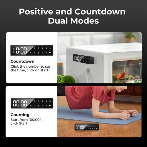 Kitchen Timer with Touch Screen, Magnetic Back for Refrigerators, Ovens, Easy-to-Use Visual LED Digital Display
