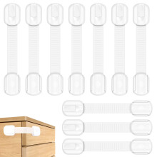 Septeamay Child Safety Cupboard Locks, 10 Pack Adjustable Cupboard Locks for Children Baby, Child Locks for Kitchen Cupboards Cabinet Fridge Drawer