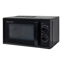 Russell Hobbs 17L Small Microwave Black Manual Textures 700W with 5 Power Levels & 30 min Timer, Defrost Function & Easy Clean, RHM1725B