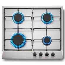 SNDOAS Gas Hob 4 Burners, 60cm Stainless Steel Cooktop, Built-in Gas cooker Hob, 7060W, NG/LPG Convertible, Silver Metallic Finish with Automatic