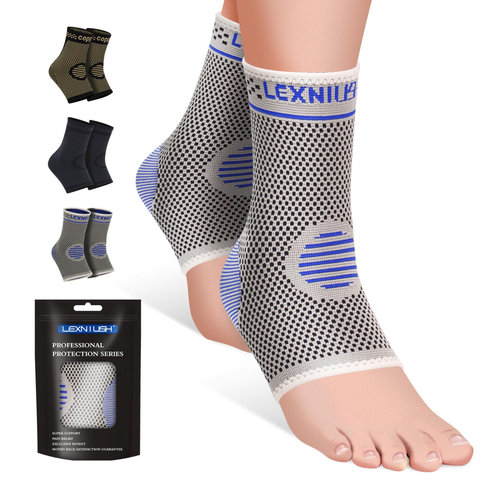 Lexniush 2 Pack Ankle Support For Sprained Ankle, Plantar Fasciitis Relief Achilles Tendonitis Support, Ankle Braces For Men & Women, Ankle