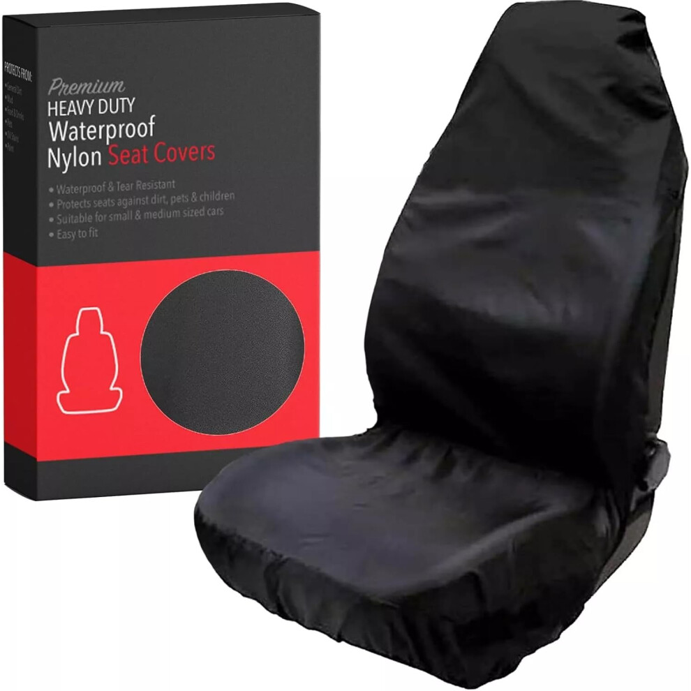 Xtremeauto Super Heavy Duty Universal Car Seat Cover - Waterproof Nylon Front Protector For Van, Easy Clean (Single)