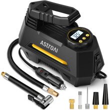 AstroAI Tyre Inflator Air Compressor 12V DC, 35LPM 100W Powerful Portable Car Tyre Pump Auto-Stop with Digital Pressure Gauge, 4 Valve Adaptors and