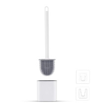 Ibergrif M34151-3 Toilet Brushes & Holders, Deep Cleaner Silicone Toilet Brush, Flat Toilet Brush with Long Handle, Quick Drying Loo Brush and Holder