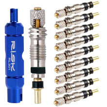 10pcs Presta Valve Cores, Replacement Bicycle Presta Valve Remover Tool Kit, Copper Tubeless Presta Valve Core For Universal Road Bike Car Includes