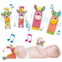 Yorgewd Baby Wrist Rattles & Foot Finders, Soft Animal Rattle Toys Newborn Infant Sensory Toys, Developmental Early Educational Toys for 0-12 Month