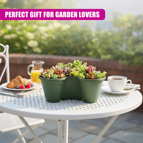 GEEZY GEEZY Stackable Strawberry Planters Set of 3 Vertical Garden Tower Multi Tier Herb Pot 2