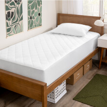 (Single, White) Quilted Fitted Mattress Pad Size - Cooling Mattress Topper - Easily Washable Stretch-to-Fit up to 30 CM Deep