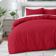 (King, Red) Duvet Cover - Lightweight - Cooling Duvet Cover - Bed Duvet Cover with 1 Pillowcase