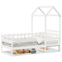 vidaXL Day Bed with Roof Sofa Bed Daybed Couch White 80x200 cm Solid Wood Pine