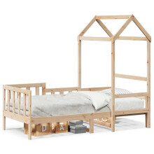 (natural) vidaXL Day Bed with Roof without Mattress 80x200 cm Solid Wood