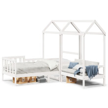 vidaXL Day Bed and Bench Set with Roof Sofa White 80x200 cm Solid Wood Pine