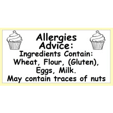 200 Cupcake Baking Cake allergen Warning Labels. Allergy Stickers. Food Allergen Stickers 50 x 25mm. Allergy Labels
