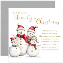 Special Family Christmas Cards for Family of Four - 4 Snowmen Christmas Card Design -