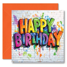 Graffiti Style Happy Birthday Greetings Card - Inside reads: Have an awesome day! - I