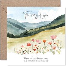 Watercolour Sympathy Card for Women Men - Floral Countryside - Mourning Bereavement Cards for Adults, 145mm Condolences Thinking of You Greeting Card