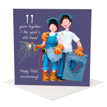 Holy Mackerel 11th wedding anniversary card (steel) designed by Erica Sturla. Card is