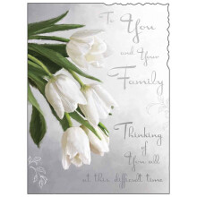 Jonny Javelin Sympathy Card to You and Your Family - Delicate Tulips Design - Foil Finish - Premium Bereavement Greeting Card with Envelope