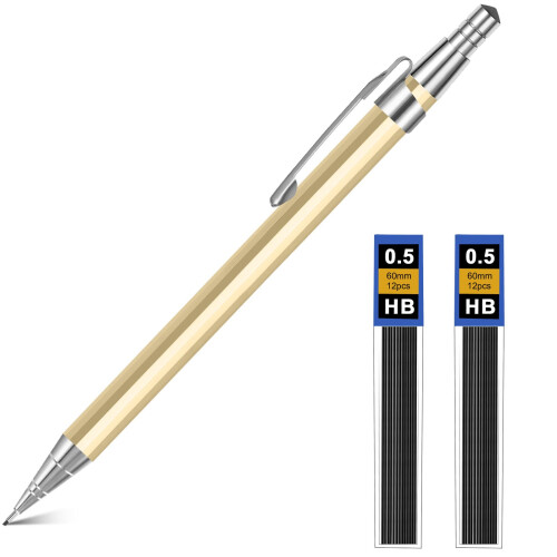 OFFCUP Mechanical Pencils Set, Propelling Gold 0.5mmAutomatic Drafting Clutch Pencil
